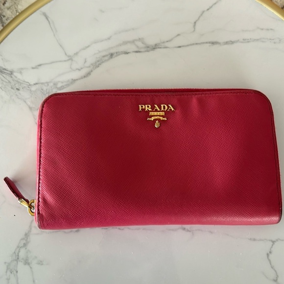 PRADA PINK Zippy Wallet with Card - Picture 1 of 13